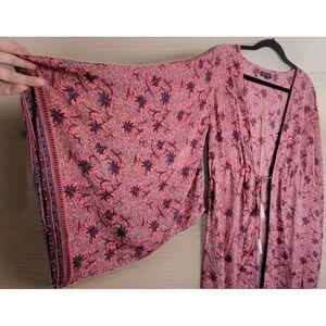 Karma Highway Boho Kimono Sleeve Viscose Kimono One Size Coral Pink